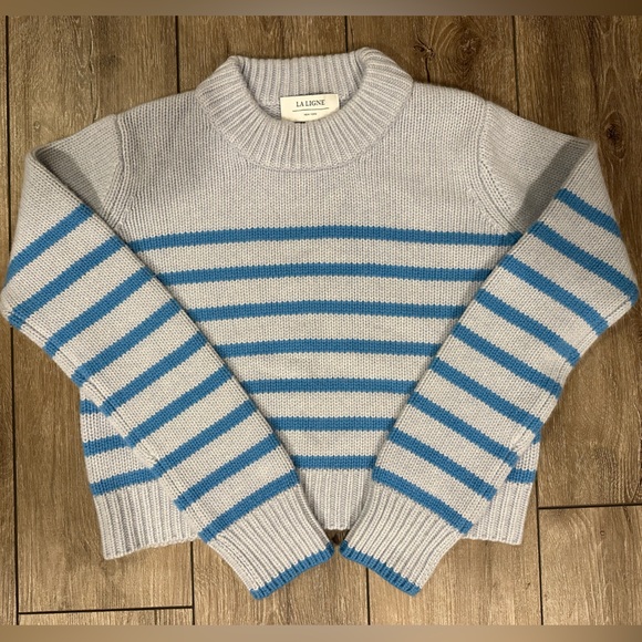 La Ligne Mini Marin Sweater. Light blue with darker blue stripes. S. - Picture 6 of 9